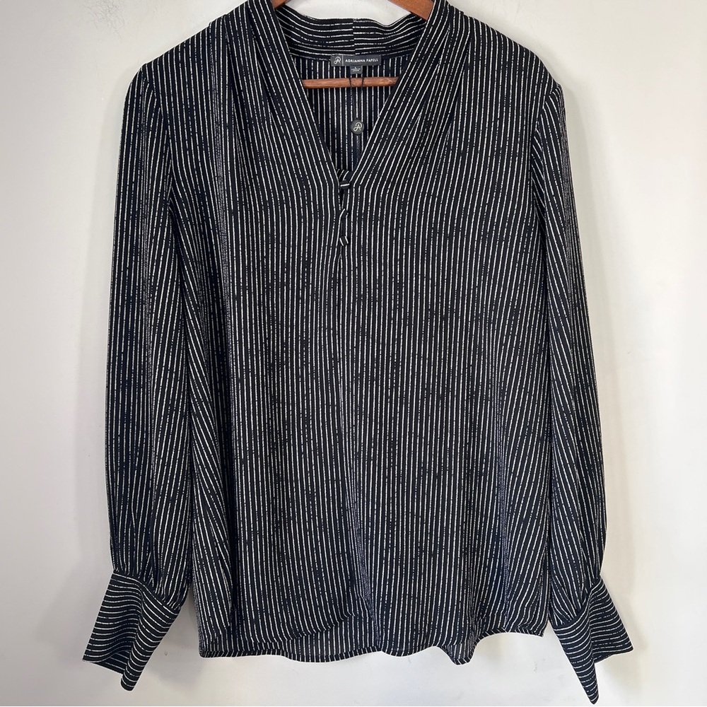 Adrianna Papell Top Stripes Longsleeve Womens Size Large